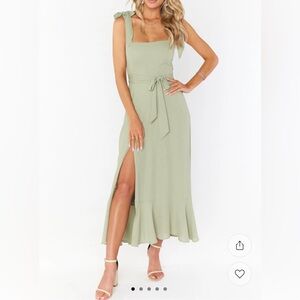 Claire Midi dress - Moss Green Crisp